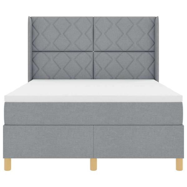Boxspringbett mit Kopfteil Hellgrau 140 x 190 cm Stoff