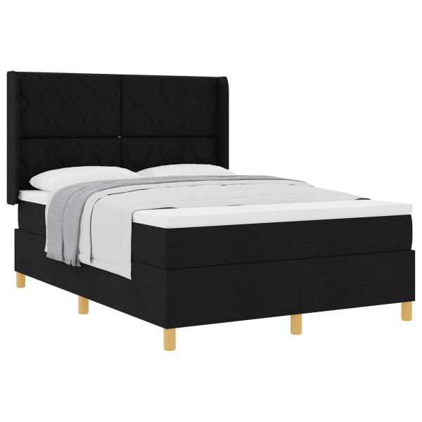 Boxspringbett mit Kopfteil Schwarz 140 x 190 cm Stoff