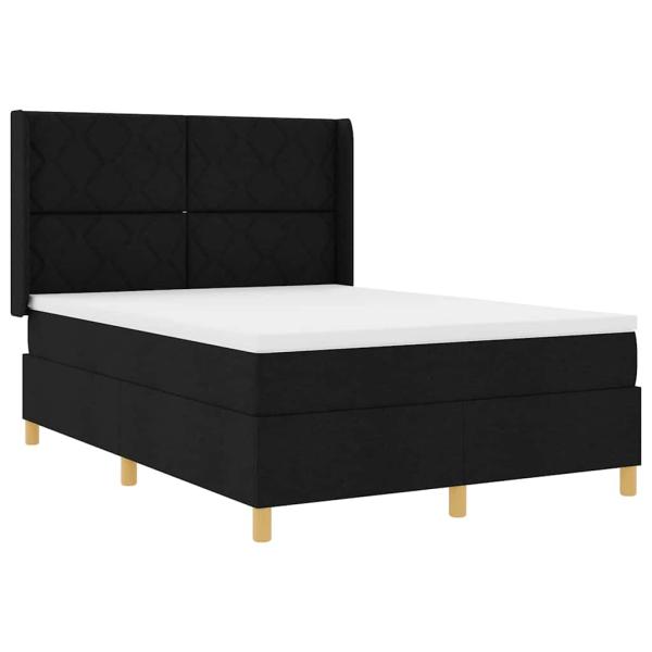 Boxspringbett mit Kopfteil Schwarz 140 x 190 cm Stoff