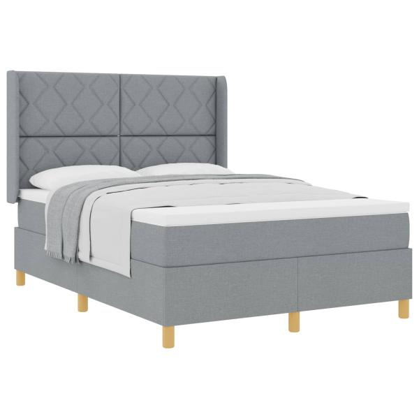Boxspringbett mit Kopfteil Hellgrau 160 x 200 cm Stoff