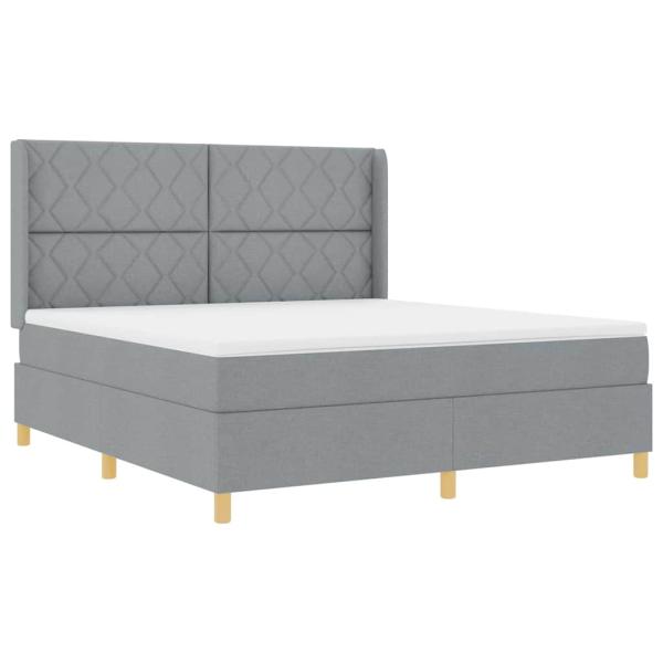 Boxspringbett mit Kopfteil Hellgrau 180 x 200 cm Stoff