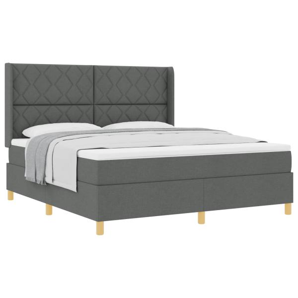 Boxspringbett mit Kopfteil Dunkelgrau 180 x 200 cm Stoff