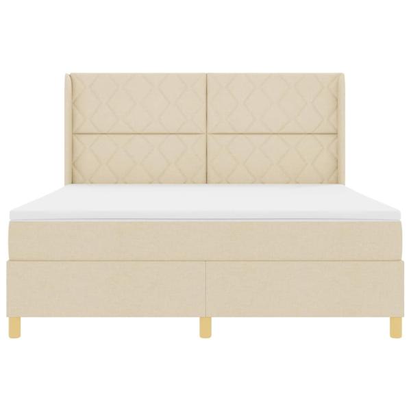 Boxspringbett mit Kopfteil Creme 180 x 200 cm Stoff