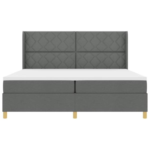 Boxspringbett mit Kopfteil Dunkelgrau 200 x 200 cm Stoff