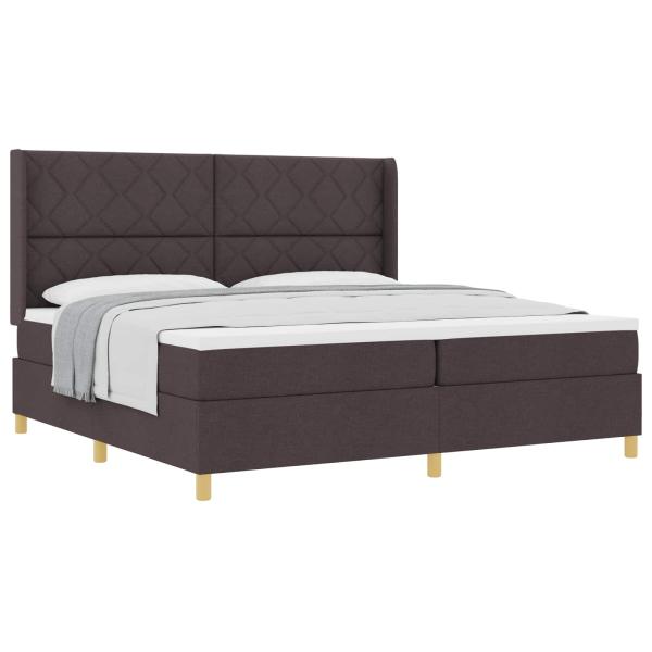 ARDEBO.de - Boxspringbett mit Kopfteil Dunkelbraun 200 x 200 cm Stoff