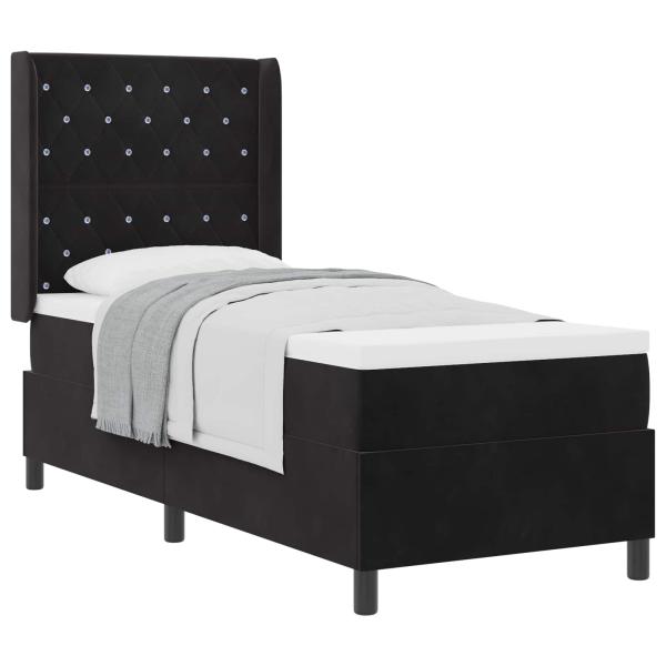 Boxspringbett mit Matratze Schwarz 80 x 200 cm Samt