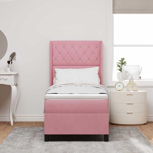 Boxspringbett mit Matratze mit Kopfteil Rosa 80 x 200 cm Samt