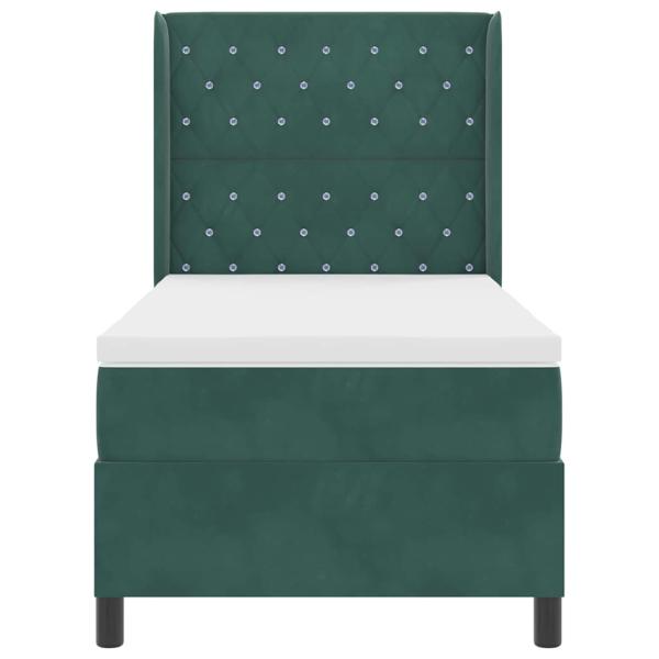 Boxspringbett mit Matratze Dunkelgrün 90 x 190 cm Samt