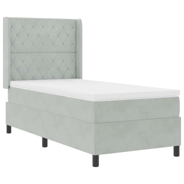 Boxspringbett mit Matratze Hellgrau 90 x 200 cm Samt