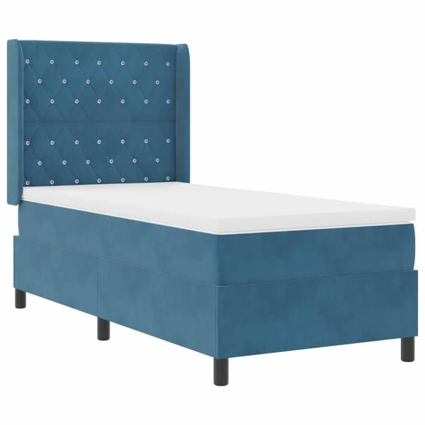 Boxspringbett mit Matratze mit Kopfteil Blau 90 x 200 cm Samt
