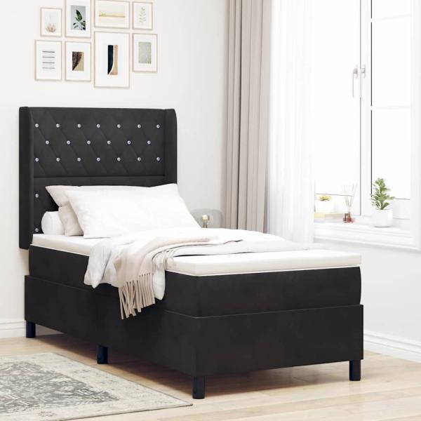 ARDEBO.de - Boxspringbett mit Matratze Schwarz 100 x 200 cm Samt