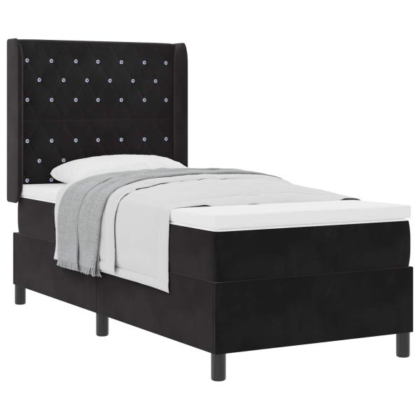 Boxspringbett mit Matratze Schwarz 100 x 200 cm Samt