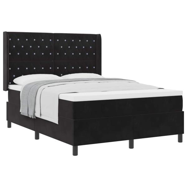 Boxspringbett mit Matratze Schwarz 140 x 200 cm Samt