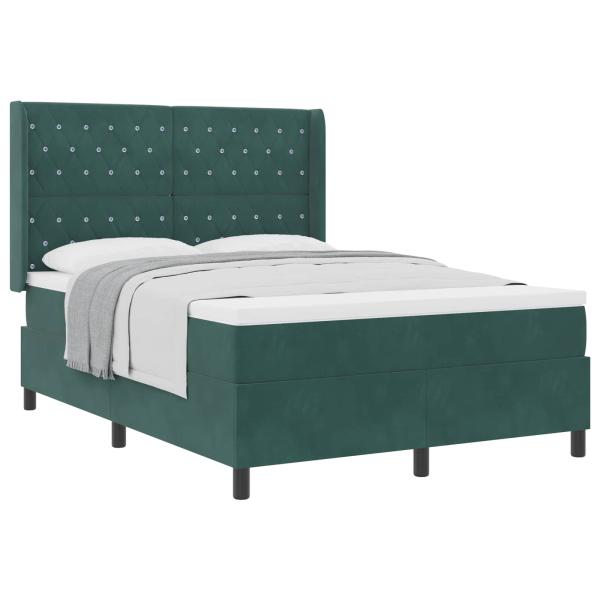 Boxspringbett mit Matratze Dunkelgrün 140 x 200 cm Samt