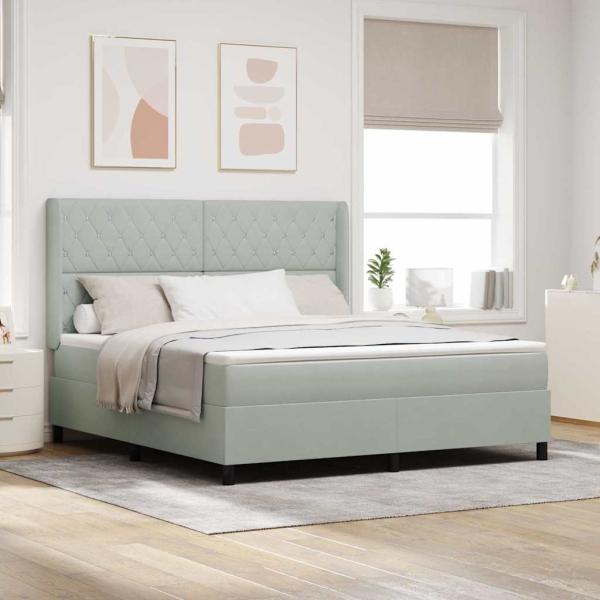 ARDEBO.de - Boxspringbett mit Matratze Hellgrau 180 x 200 cm Samt