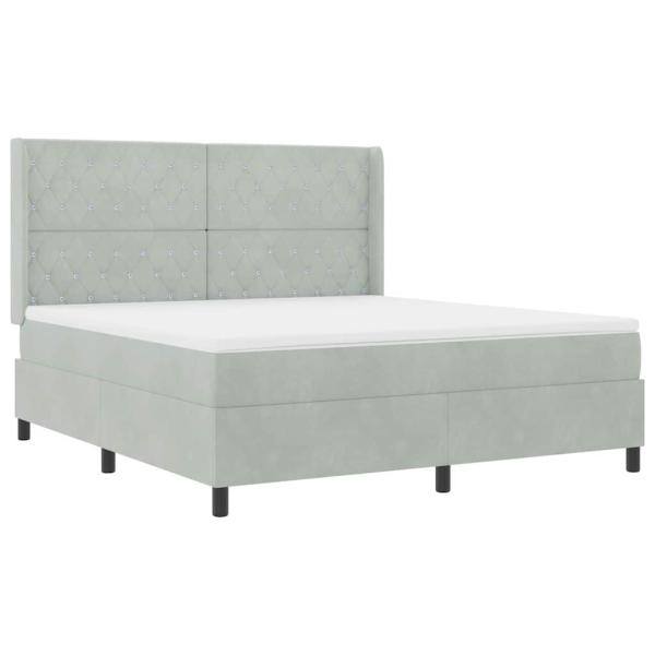 Boxspringbett mit Matratze Hellgrau 180 x 200 cm Samt