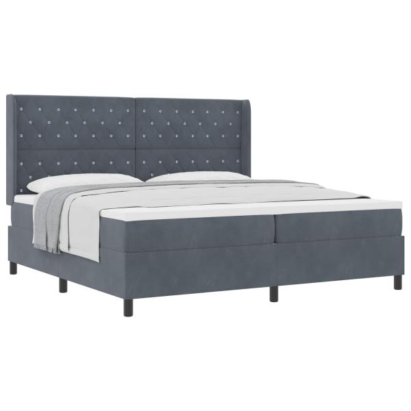 ARDEBO.de - Boxspringbett mit Matratze Dunkelgrau 200 x 200 cm Samt