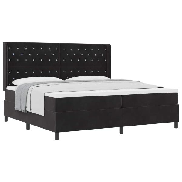 Boxspringbett mit Matratze Schwarz 200 x 200 cm Samt