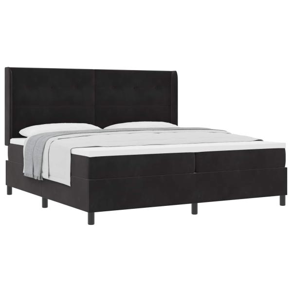 Boxspringbett mit Kopfteil Schwarz 200 x 200 cm Samt