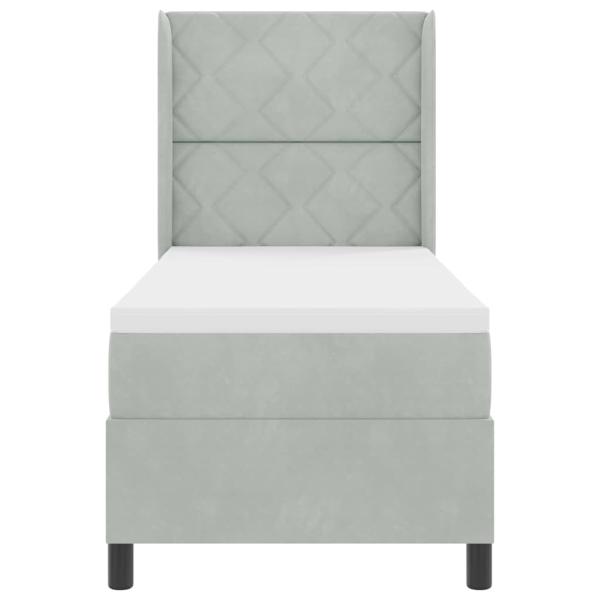 Boxspringbett mit Kopfteil Hellgrau 80 x 200 cm Samt
