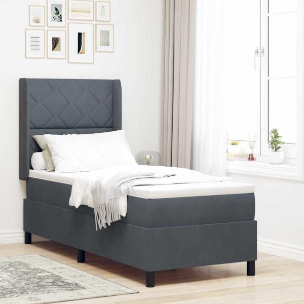 ARDEBO.de - Boxspringbett mit Kopfteil Dunkelgrau 80 x 200 cm Samt