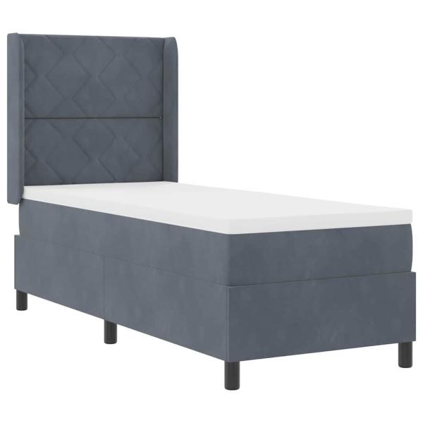 Boxspringbett mit Kopfteil Dunkelgrau 80 x 200 cm Samt