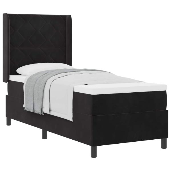 Boxspringbett mit Kopfteil Schwarz 80 x 200 cm Samt