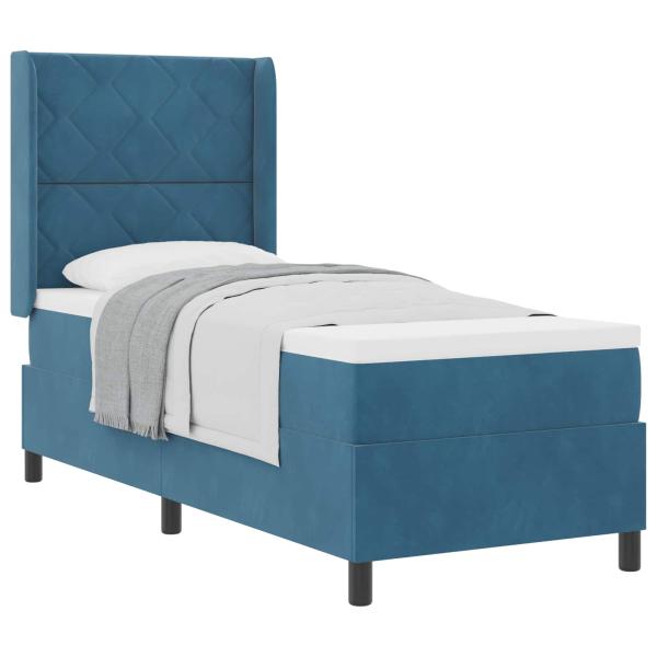 Boxspringbett mit Kopfteil Blau 80 x 200 cm Samt
