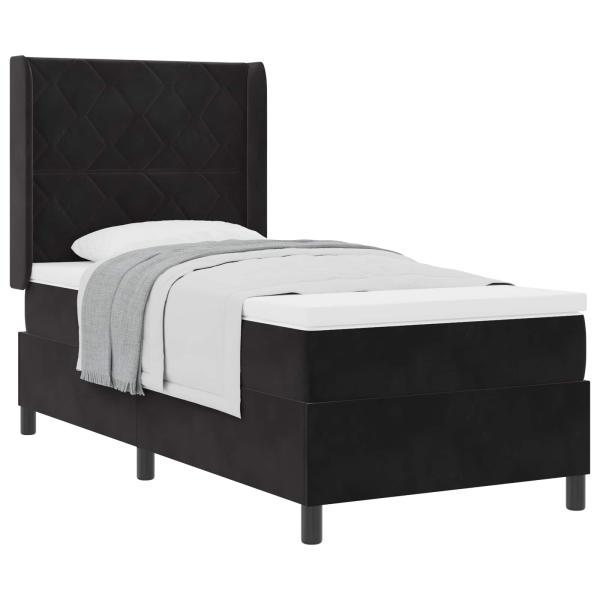 Boxspringbett mit Kopfteil Schwarz 100 x 200 cm Samt