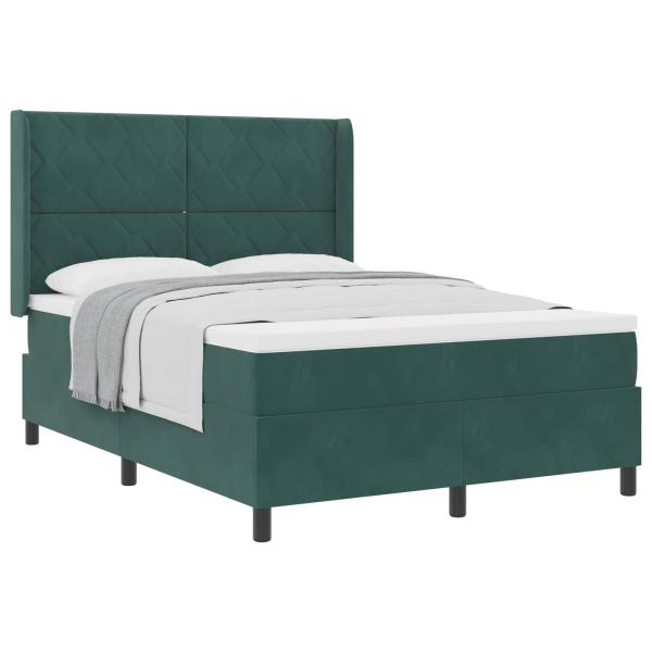 Boxspringbett mit Kopfteil Dunkelgrün 140 x 190 cm Samt