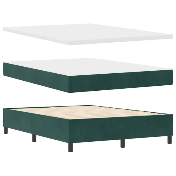 Boxspringbett mit Kopfteil Dunkelgrün 140 x 190 cm Samt