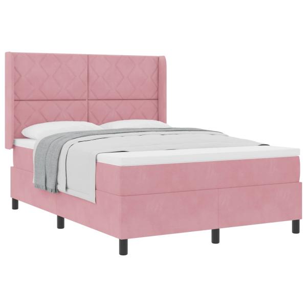 Boxspringbett mit Kopfteil Rosa 140 x 200 cm Samt