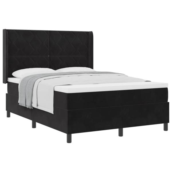 Boxspringbett mit Kopfteil Schwarz 160 x 200 cm Samt
