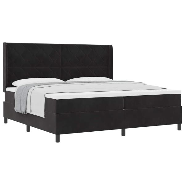 Boxspringbett mit Kopfteil Schwarz 200 x 200 cm Samt