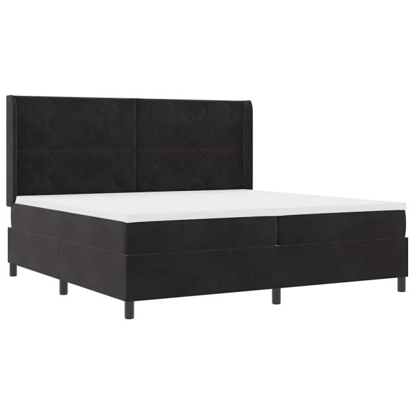 Boxspringbett mit Kopfteil Schwarz 200 x 200 cm Samt