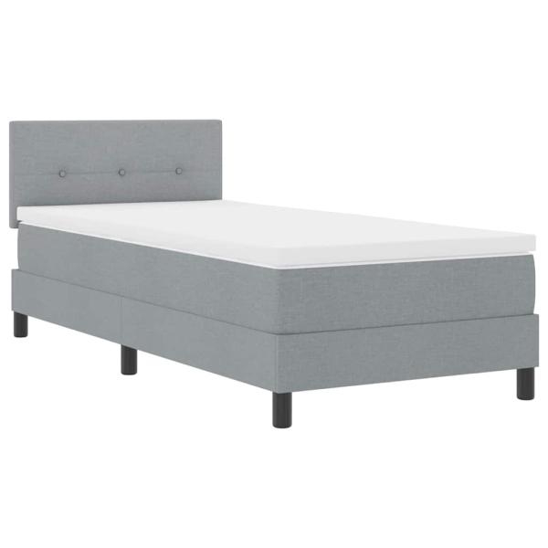 Boxspringbett mit LED-Lichtleisten Hellgrau 80 x 200 cm Stoff