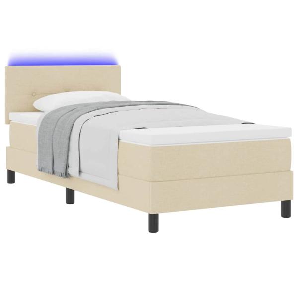 Boxspringbett mit Kissen mit Kopfteil Creme 80 x 200 cm Stoff
