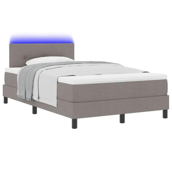 Boxspringbett mit LED-Lichtleisten Taupe 120 x 190 cm Stoff