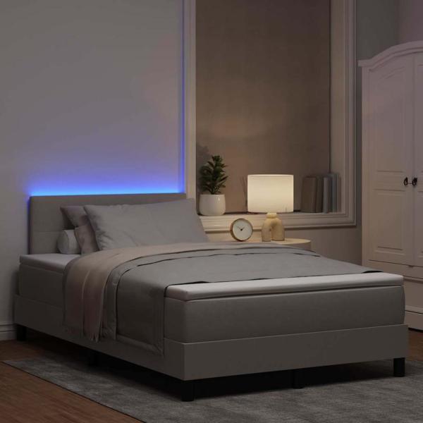Boxspringbett mit LED-Lichtleisten Taupe 120 x 200 cm Stoff