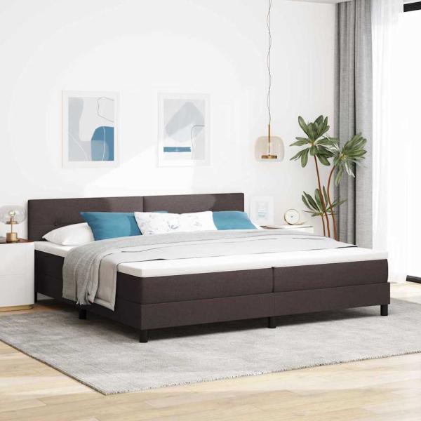 ARDEBO.de - Boxspringbett mit Kopfteil Dunkelbraun 200 x 200 cm Stoff