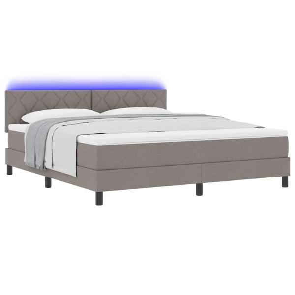 Boxspringbett mit LED-Lichtleisten Taupe 180 x 200 cm Stoff