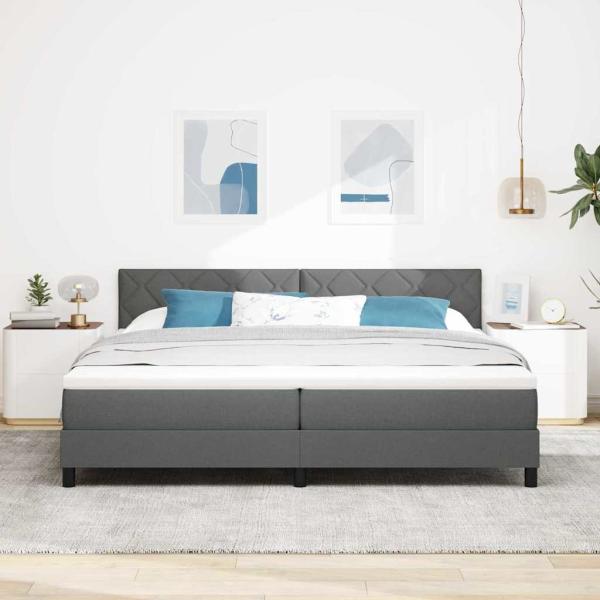 Boxspringbett mit Kopfteil Dunkelgrau 200 x 200 cm Stoff