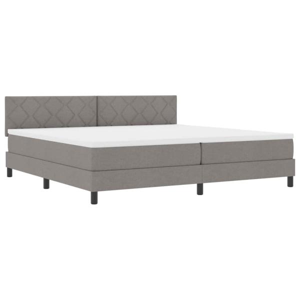 Boxspringbett mit Kissen mit Kopfteil Taupe 200 x 200 cm Stoff