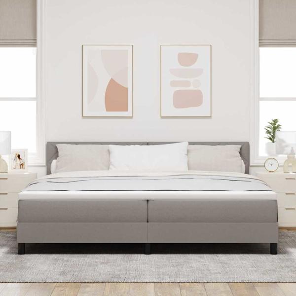 Boxspringbett mit Kissen mit Kopfteil Taupe 200 x 200 cm Stoff