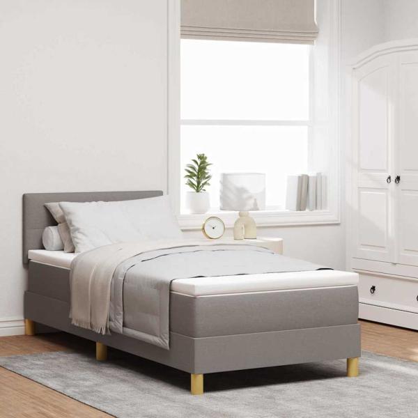 ARDEBO.de - LED Boxspringbett mit Kopfteil Taupe 100 x 200 cm Stoff