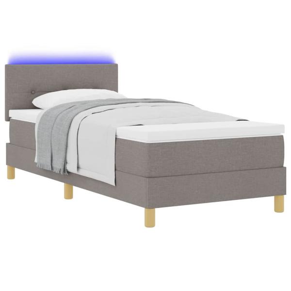 LED Boxspringbett mit Kopfteil Taupe 100 x 200 cm Stoff