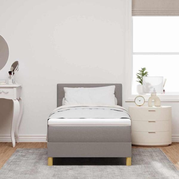 LED Boxspringbett mit Kopfteil Taupe 100 x 200 cm Stoff