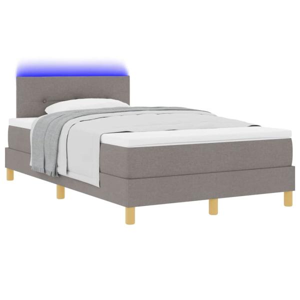 LED Boxspringbett mit Kopfteil Taupe 120 x 190 cm Stoff