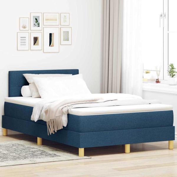 ARDEBO.de - LED Boxspringbett mit Kopfteil Blau 120 x 190 cm Stoff