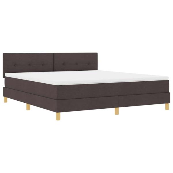 LED Boxspringbett mit Kissen Dunkelbraun 180 x 200 cm Stoff